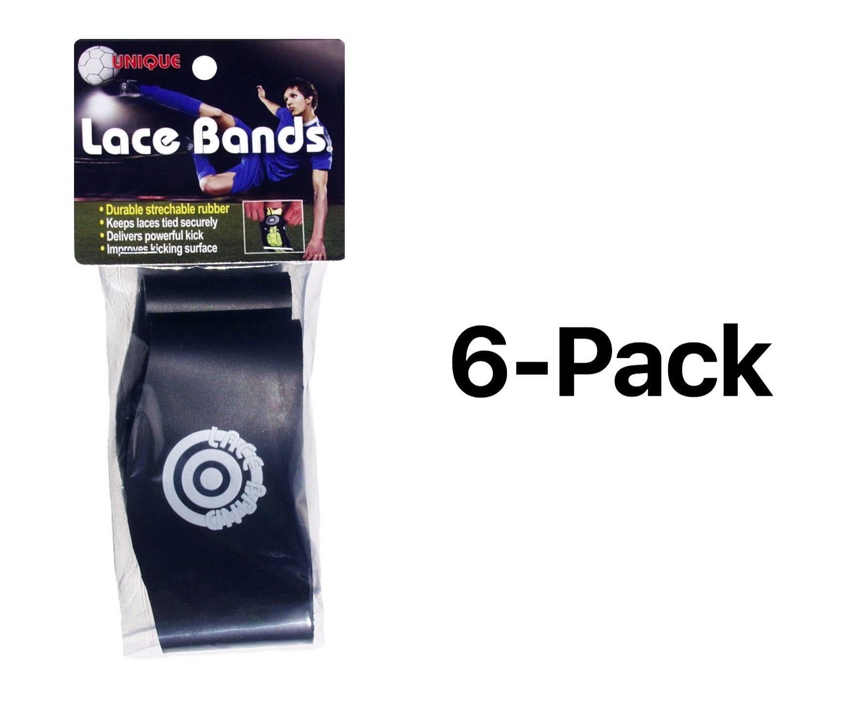 Unique Sports Set of 2 Rubber Lace Bands Cleat Lace Covers, Black